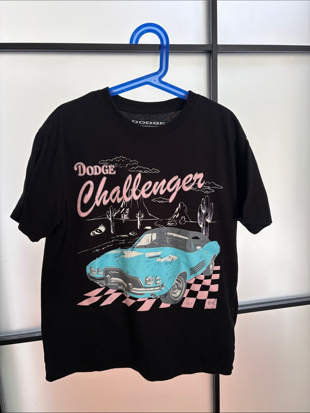 Dodge Challenger Kids Short-Sleeve Tee - Black with Pink & Turquoise